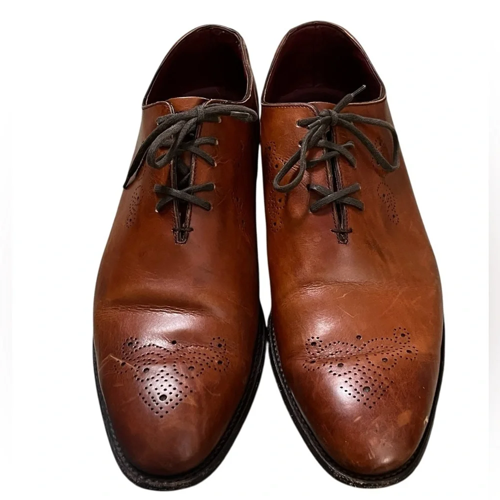 Charles Tyrwhitt men’s brown leather lace up oxford dress shoes Made in England